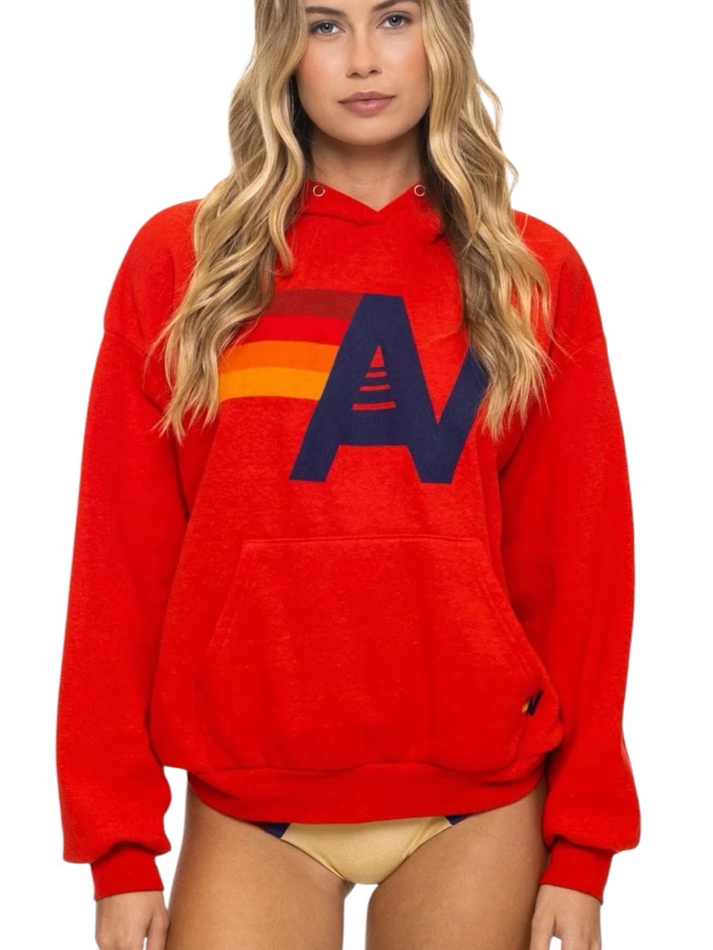 Aviator Nation LOGO PULLOVER RELAXED HOODIE - RED